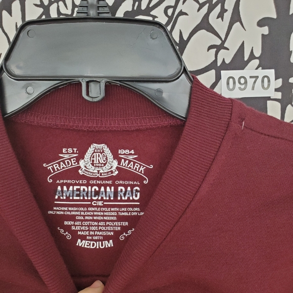 AMERICAN RAG Burgundy Sweater Sweatshirt Pull Over - Picture 8 of 8